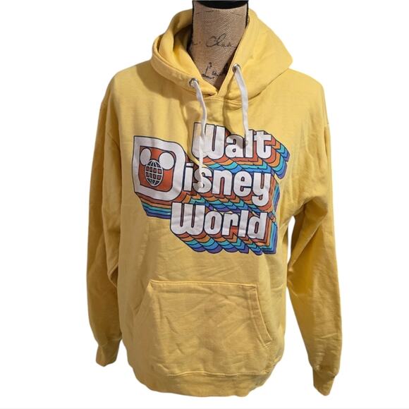 Walt Disney World Yellow Rainbow Logo Hoodie Size‎ Medium - Picture 1 of 5